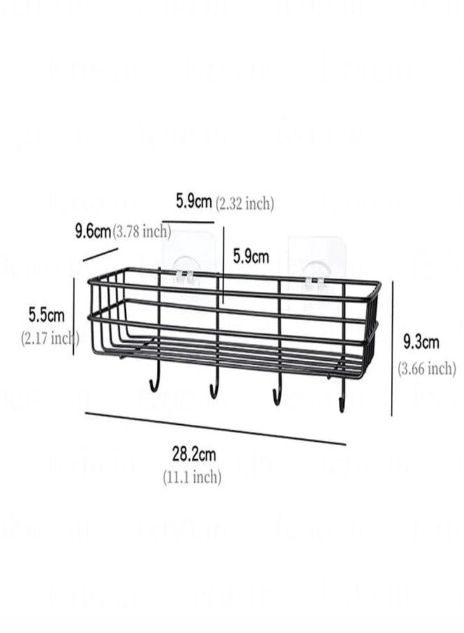 سمارت سيفر منظم رفوف دش ذكي موفر، عبوة من قطعتين، سلة رفوف حمام سوداء ذاتية اللصق، لتنظيم جدران المطبخ المنزلي من الداخل - Image 2